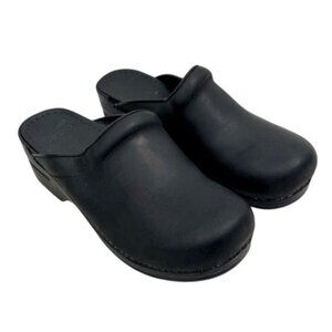Dansko Sonja Black Leather Clogs Size 40 EU (US 9-9.5) Slip On Womens Shoes